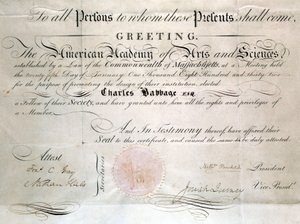 Babbage Diploma az Amerikai Művészeti és Tudományos Akadémiától alkotó: Unbekannt