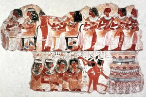 Bankett jelenet, falfestés, Nebamun sírja, Théba, 18. dinasztia alkotó: Unbekannt