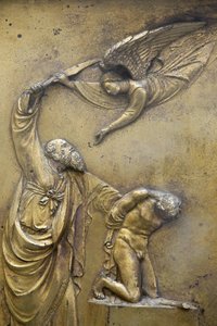 San Giovanni keresztelőkápolna. Paradicsom kapuja. Ábrahám feláldozza Isaac Florence Italie-t alkotó: Unbekannt