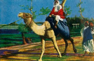 A tevén lovagló beduinok, Egyiptom, 1928. alkotó: Unbekannt
