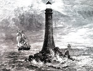 Bell Rock világítótorony viharban. alkotó: Unbekannt