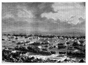 Berkly vagy Klipdrift, egy város Griqualand nyugati részén, Dél-Afrikában, 1890 körül alkotó: Unbekannt