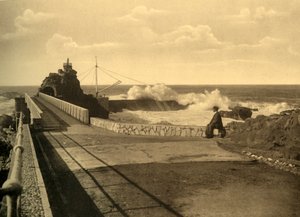 Biarritz - A Rocher de la Vierge-nél nagy remps, 1930. alkotó: Unbekannt