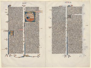 Bifolium egy Bibliából: Initial E[t factum est] Ezékiellel, c. 1290. alkotó: Unbekannt