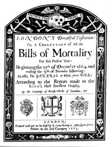 London halandósági számlái, amelyek a nagy pestisjárvány időszakának egy részét fedik le, 1664-1665 alkotó: Unbekannt