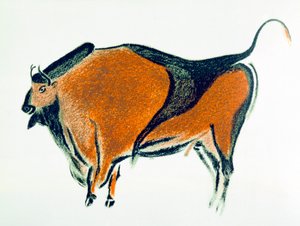 Bölény, egy paleolit barlangfestmény másolata Altamirában, Észak-Spanyolországban, 1913 alkotó: Unbekannt