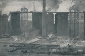 Nagyolvasztó kemencék a Bell Bros. Vasműben, Middlesborough, 1910 alkotó: Unbekannt