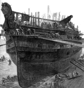 A Dreadnought kórházhajó feldarabolása a chathami dokkgyárban, 1875 alkotó: Unbekannt