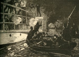Brit erők elfoglalják a kanadai lázadó Caroline hajót a Niagara folyón, 1837 c1890. alkotó: Unbekannt