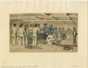 Brit haditengerészeti lövészek a fegyverfedélzeten, kb. 1850 alkotó: Unbekannt
