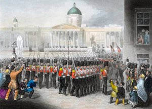 Brit katonák indulnak a krími háborúba Orosz-török háború 1853-1856, c1860 alkotó: Unbekannt