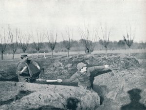 Kézigránát-dobást gyakorló brit katonák, 1914 alkotó: Unbekannt