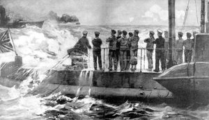 Brit E-13 tengeralattjáró a Balti-tengeren az oroszok megsegítésére, I. világháború, 1915 alkotó: Unbekannt