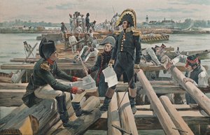 A híd építése Lobau szigetén, 1809, 1896 alkotó: Unbekannt