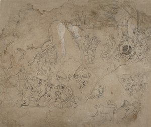 A híd építése Lankára, kb. 1800. alkotó: Unbekannt