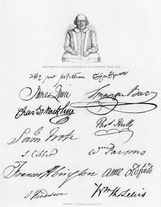 Shakespeare mellszobra és híres színészek aláírásai, 1840 alkotó: Unbekannt