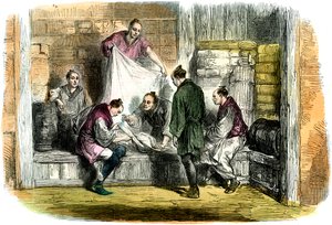 Kamlet vásárlás egy boltban, Yokohama, Japán, 1865 alkotó: Unbekannt