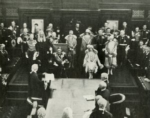Canberra, Ausztrália. Őfelségeik az első szövetségi parlament megnyitásakor, 1927. május 9-én, 1937. alkotó: Unbekannt