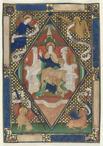Kánon oldal egy misekönyvből: Krisztus a felségben evangélistákkal, c. 1410. alkotó: Unbekannt
