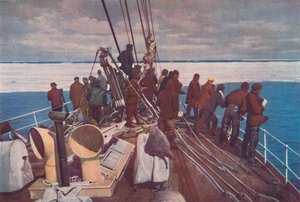 Scotts kapitány hajó, a Terra Nova, belép a Déli-sarki régiók málhás jegére, 1910-192, 1936 alkotó: Unbekannt