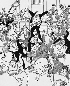 Karikatúra az 1. Schönberg kamaraszimfóniáról 1913. március 31-én Bécsben, 1913 alkotó: Unbekannt
