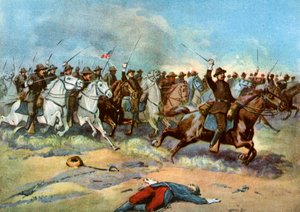 Lovassági roham amerikai törzsvendégek által, spanyol-amerikai háború, 1898 alkotó: Unbekannt