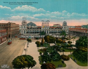 Central Park, Plaza Hotel és Politeama épület, Havanna, Kuba, 1920 alkotó: Unbekannt