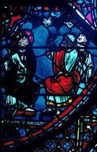 Nagy Károly a Tejútot nézi, ólomüveg ablak, Chartres-i katedrális, Franciaország, c1225 alkotó: Unbekannt