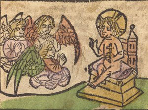 Gyermek Krisztus három angyallal, c. 14601470. alkotó: Unbekannt