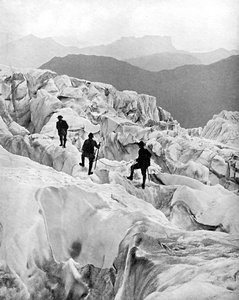 Mászás a Bossonok jégesésén a Mont Blanc-ra vezető úton, Svájcban, XX. század eleje alkotó: Unbekannt