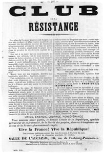 Club de la Resistance, a Párizsi Kommün francia politikai plakátjairól, 1871. május alkotó: Unbekannt