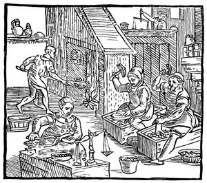 Pénzverők munka közben, 1577, 1893 alkotó: Unbekannt