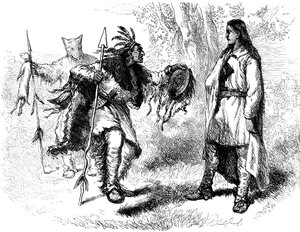 Megtért indiánok és powwowok, 17. század c1880 alkotó: Unbekannt