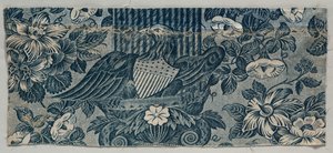 Rézlemezre nyomtatott pamut töredék amerikai sassal, 1830-1840. alkotó: Unbekannt