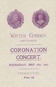 A koronázási koncert programjának borítója a Winter Gardenben, Cheltenham, 1902. alkotó: Unbekannt