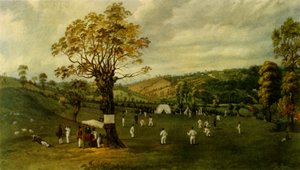„Cricket Match Between Nottingham és Leicester, 1829 körül”, 1947. alkotó: Unbekannt