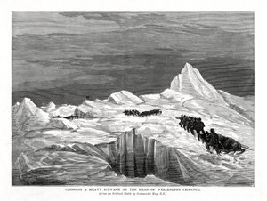 Átkelés egy nehéz jégcsomagon a Wellington-csatorna fejénél, 1877 alkotó: Unbekannt