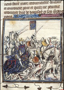 Keresztesek és szaracén harcok a harmadik keresztes hadjárat során A Chroniques de France ou de St Denisből, 1380 után alkotó: Unbekannt