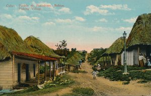 Kuba: halászfalu. Bohios. Halászfalu, 1919 alkotó: Unbekannt