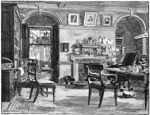 Darwins a Down House-ban tanul, otthonában, Kent államban, Beckenham közelében, 1883-ban alkotó: Unbekannt