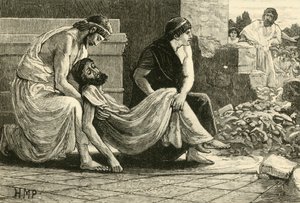 Pausanias halála, 1890. alkotó: Unbekannt