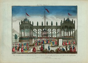 A Bastille feldíszítése és kivilágítása a Szövetség 1790. július 14-i ünnepére. alkotó: Unbekannt