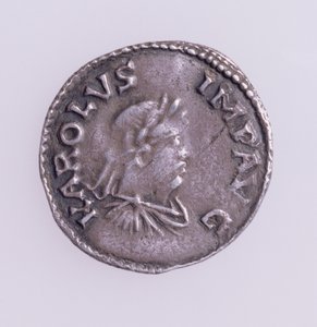 Nagy Károly tagadója (742-814), előlapja Nagy Károly portréjával, Quentovic Mint 768-814 (ezüst) (a hátoldalon lásd: 110164) alkotó: Unbekannt