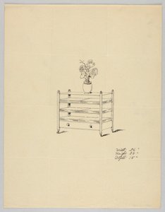 Tervezés háromszintes asztalhoz vázával és virágokkal, 1900–05 alkotó: Unbekannt