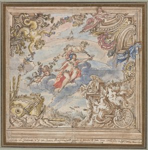 Mennyezet kialakítása: Mars és Kos, 1700-as évek. alkotó: Unbekannt