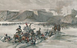 A visszavonuló oroszok megsemmisítése a Satschan-tónál, 1805, 1896 alkotó: Unbekannt
