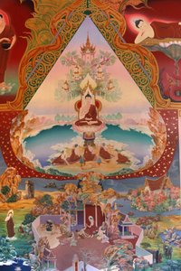 Részlet egy falfestményről a Buddhapadipa templom Uposatha-jában (szentélyterem), Wimbledon, Grande-Bretagne alkotó: Unbekannt