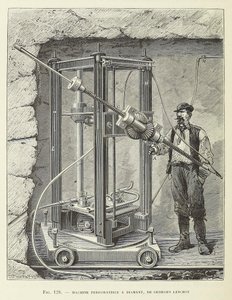Gyémánt fúrógép tervezte Georges Leschot, pub. 1883-as metszet, 1883. alkotó: Unbekannt