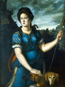 „Diana, a vadásznő két kutyájával”, 16. század alkotó: Unbekannt