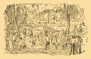 Aranyásás és mosás Ausztráliában 1851-ben, 1930 körül. alkotó: Unbekannt